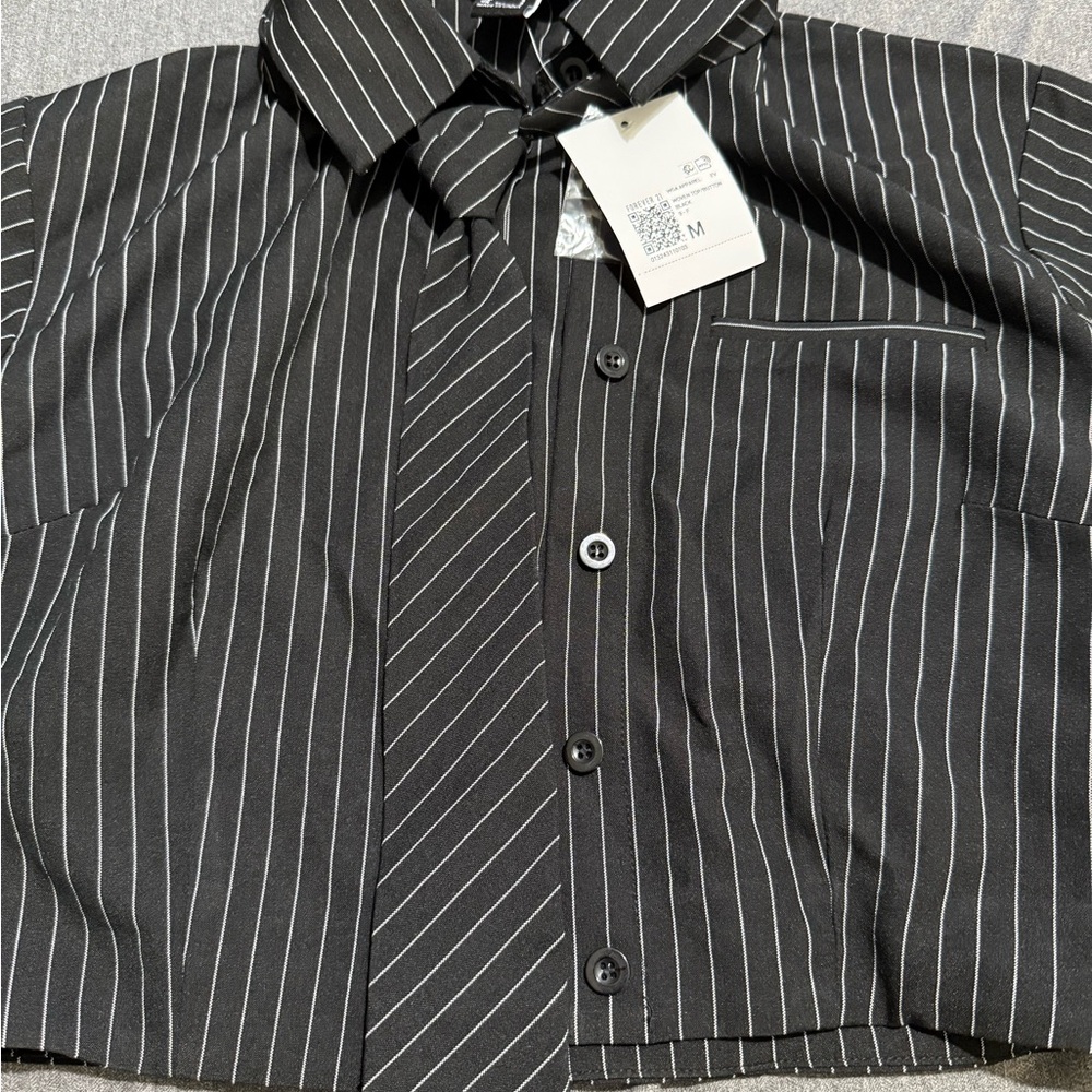 Forever 21 Black and White Striped Blouse